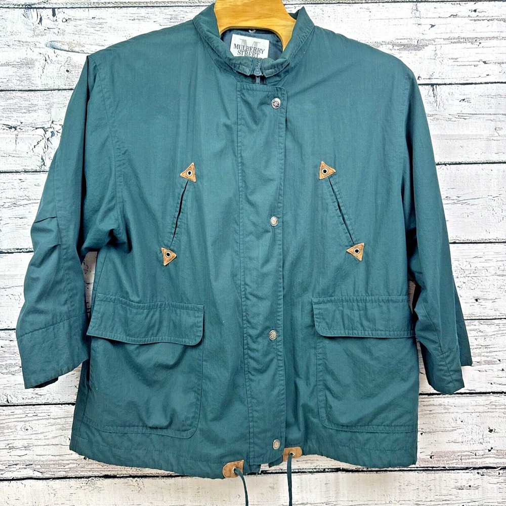 Mulberry Street Women's Green‎ Collard 100% Cotton Shell Lined Jacket [Size XL]